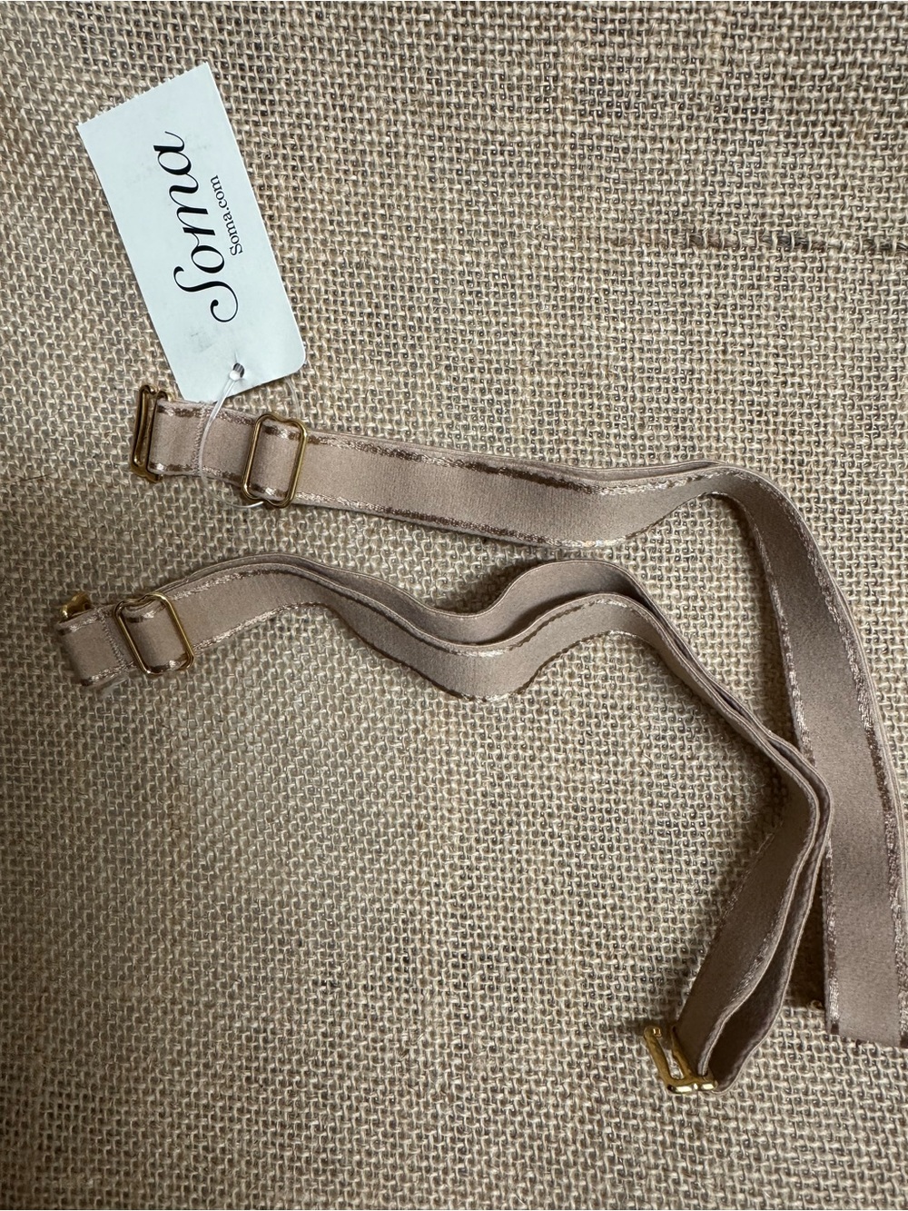 New Soma Adjustable Replacement Bra Straps - Nude/Tan Gold Hardware - Free gift